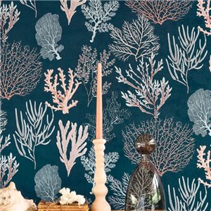 Caselio|Geflammte Leinwandtapete in Blau und Gold|Tapeten 2