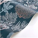 Casadeco|Coral wallpaper with blue background, ideal for bathrooms or coastal interiors|Sailor & Nautical