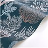 Casadeco|Papel pintado corales con fondo azul, ideal para baños o interiores estilo costero|Marinero & Náutico