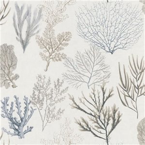 Casadeco|Papier peint coraux tons neutres sur fond blanc|Marin & Nautique