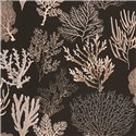 Casadeco|Papel pintado corales dorados con el fondo negro|Papel Pintado