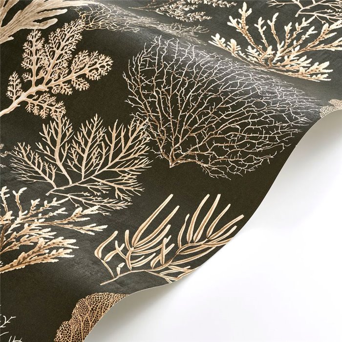 Casadeco|Gold coral wallpaper with black background|Wallpaper