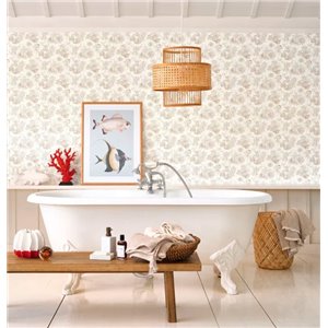Casadeco|Papier peint coraux tons neutres sur fond blanc|Marin & Nautique 2