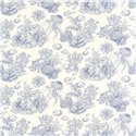 Casadeco|Blue coral and fish wallpaper, toile de Jouy design|Sailor & Nautical
