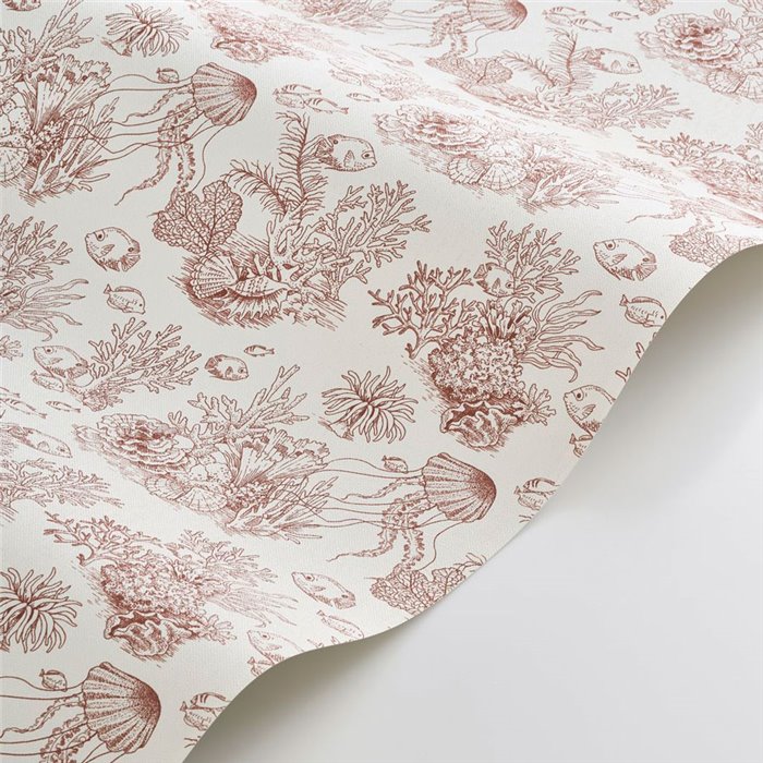 Casadeco|Red coral and fish wallpaper with marine background|Sailor & Nautical
