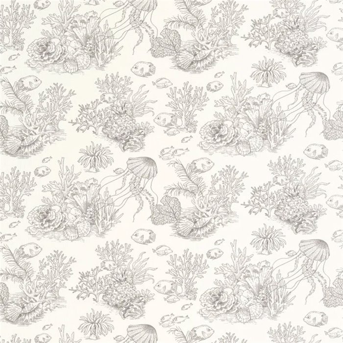 Casadeco|Papel pintado corales y peces toile de Jouy ideal para baño|Papel Pintado