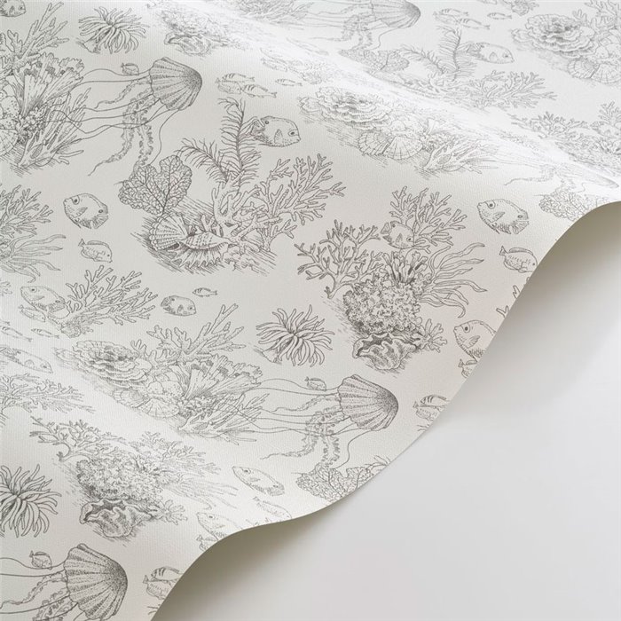 Casadeco|Toile-de-Jouy-Tapete mit Korallen und Fischen, ideal fürs Bad|Tapeten