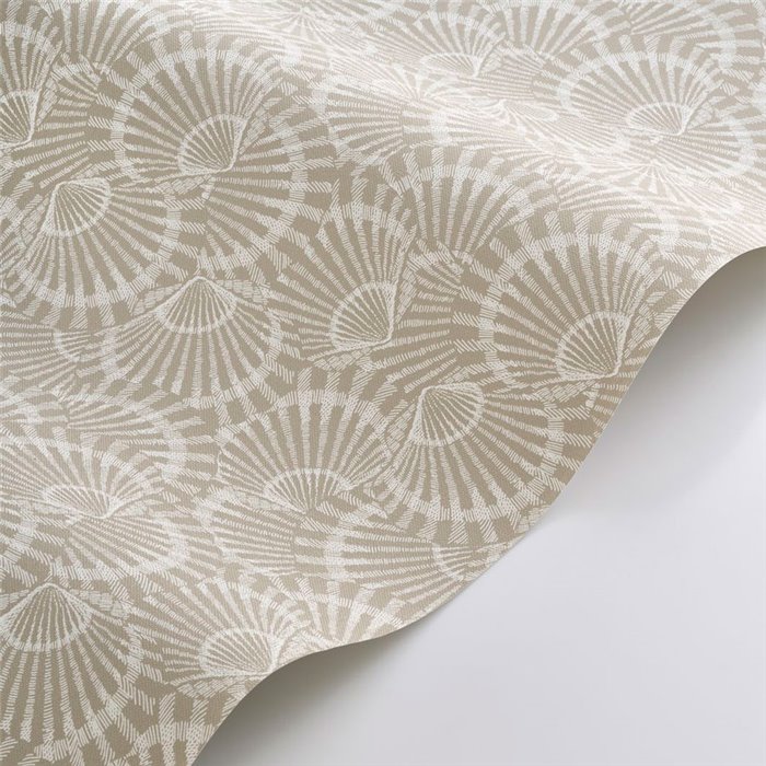 Papel pintado conchas de mar tonos greige ideal para baño - Casadeco Seaside 201481616