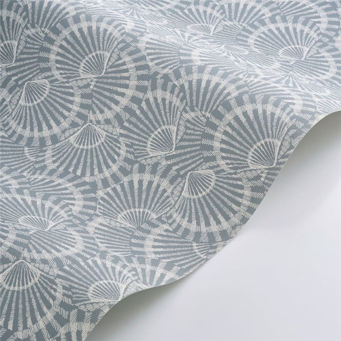 Casadeco|Bluish-gray marine shell wallpaper, perfect for coastal-style bedroom|Wallpaper
