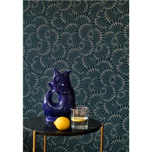 Casadeco|Blue vinyl wallpaper with textured textile effect|Blue 2