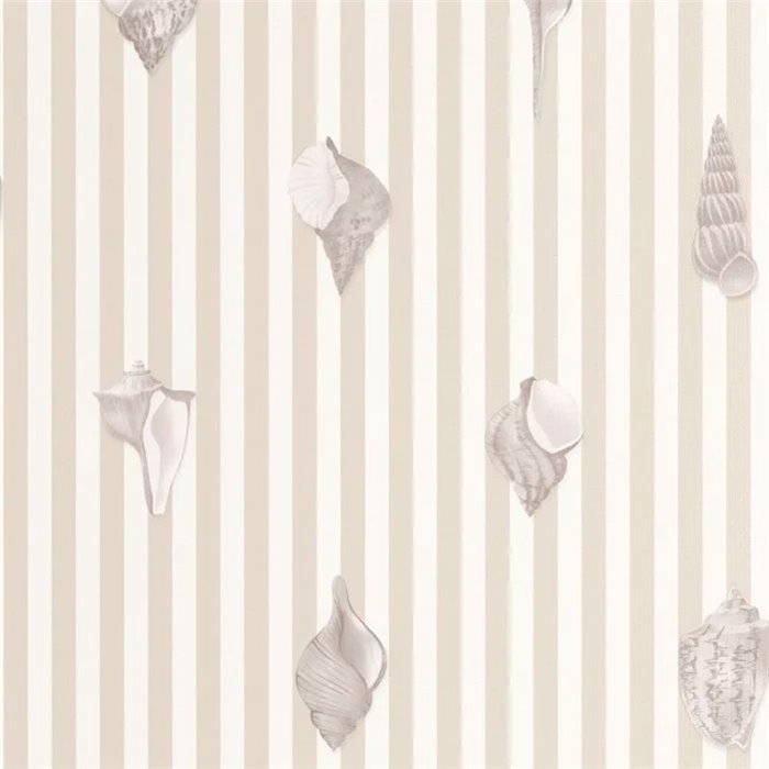 Casadeco|Papel pintado infantil rayas y conchas marinas|Marinero & Náutico