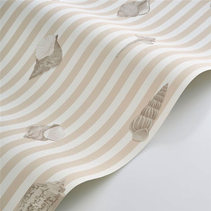 Casadeco|Papel pintado infantil rayas y conchas marinas|Marinero & Náutico