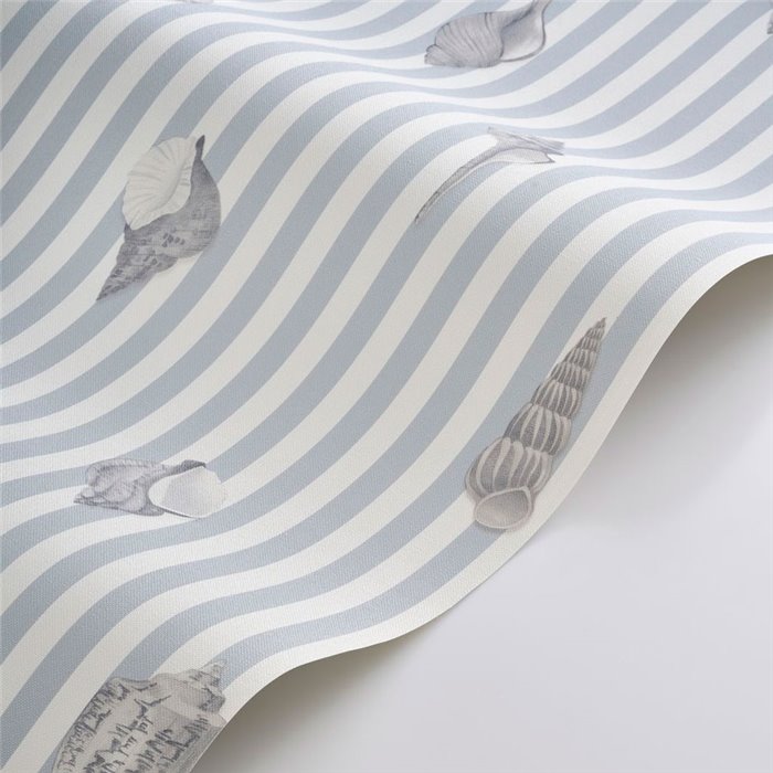 Casadeco|Tapete blaue Streifen mit Muscheln|Seemann & Nautisch