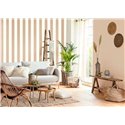 Caselio|Papier peint rayures salon marron clair|Rayures