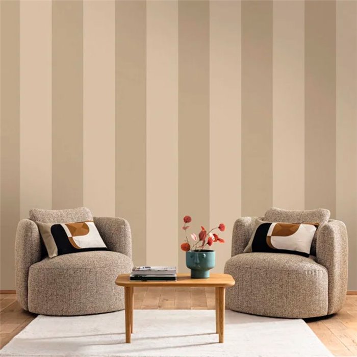 Caselio|Very wide beige living room striped wallpaper|Stripes