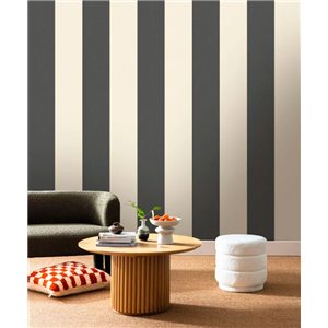 Caselio|Papel pintado rayas muy anchas beige para salón|Rayas 2