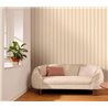 Caselio|Living room beige striped wallpaper with gold border|Stripes