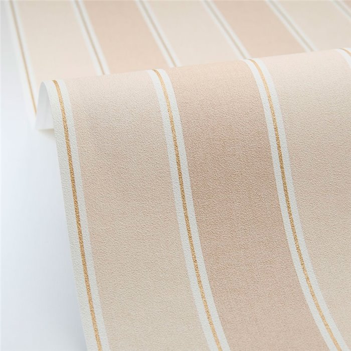 Caselio|Tapete beige Wohnzimmerstreifen Goldrand|Streifen
