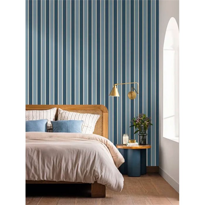 Caselio|Blue nautical bedroom striped wallpaper|Stripes