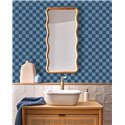 Caselio|Wallpaper with blue checkered pattern, ideal for bathroom|Checkered