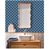 Caselio|Wallpaper with blue checkered pattern, ideal for bathroom|Checkered