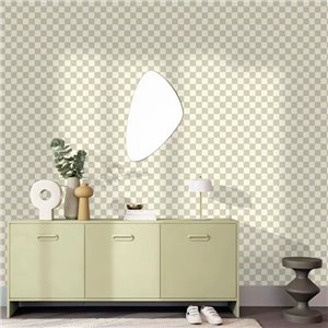 Casadeco|Modern Japandi oriental geometric wallpaper, shiny tatami, metallic sand beige|Checkered 2