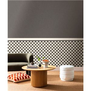 Eijffinger|Ethnic wallpaper with checked sackcloth in taupe brown|Checkered 2
