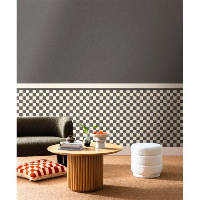 Caselio|Papier peint damier noir et blanc style échiquier|Carreaux