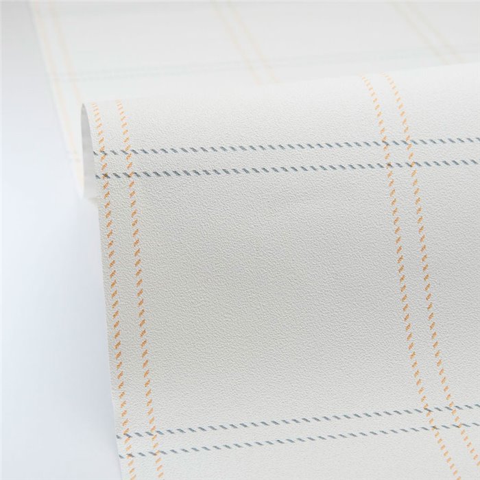 Caselio|Weiße Tartan-Karo-Tapete|Karos