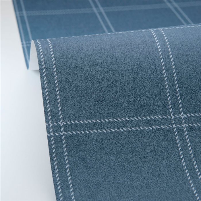 Caselio|Blaue Tartan-Karo-Tapete mit Textileffekt|Karos