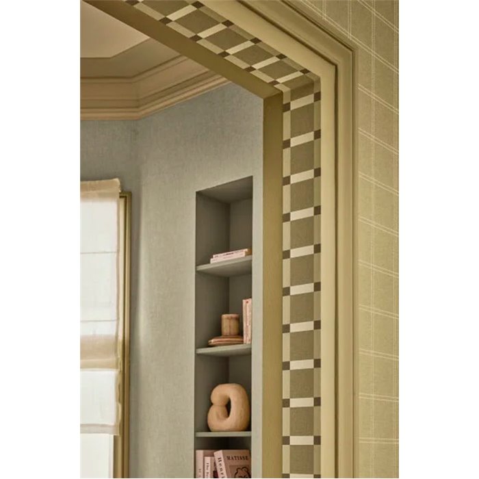 Caselio|Papel pintado cuadros tartán verde caqui|Cuadros