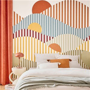 Casadeco|Papier peint de style figuratif jaune avec silhouettes abstraites|Abstrait