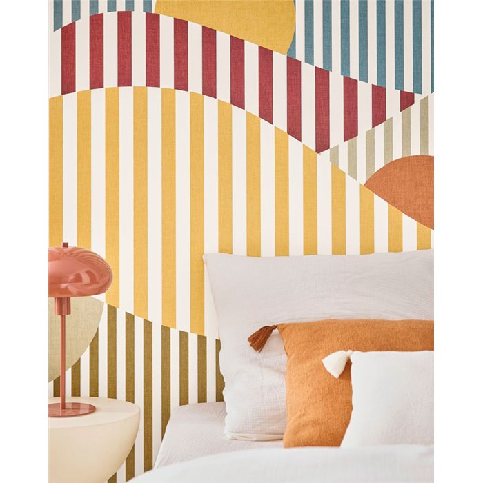 Caselio|Mural pared paisaje abstracto de rayas multicolor|Murales de Pared