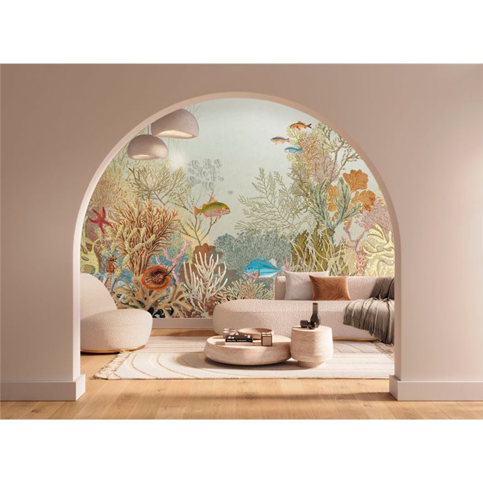 Casadeco|Papier peint panoramique monde sous-marin coraux et poissons|Panoramiques