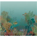 Casadeco|Papier peint panoramique fond marin poissons coraux turquoise|Panoramiques