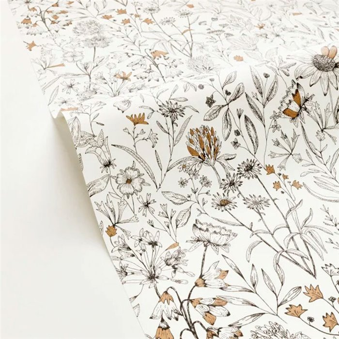 Caselio|Papel pintado floral blanco negro con un toque poético|Floral