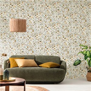 Caselio|Green floral wallpaper with Scandinavian print|Wallpaper 2