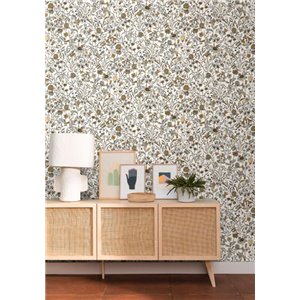 Caselio|Green floral wallpaper with Scandinavian print|Wallpaper 2
