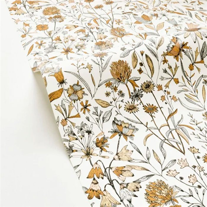 Caselio|Papier peint floral avec fond blanc|Papier Peint