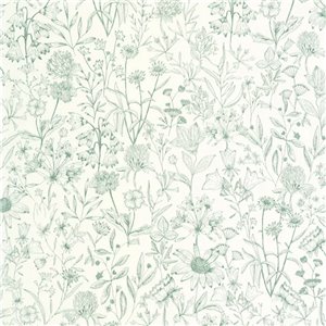 Caselio|Florale Tapete mit weißem Hintergrund|Tapeten