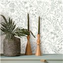 Caselio|Green floral wallpaper with Scandinavian print|Wallpaper