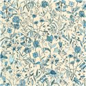 Caselio|Papel pintado botánico flores azul porcelana|Papel Pintado