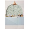 Caselio|Botanical wallpaper with porcelain blue flowers|Wallpaper