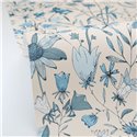 Caselio|Papel pintado botánico flores azul porcelana|Papel Pintado