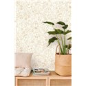 Caselio|Papier peint fleuri blanc et or artistique et charmant|Papier Peint