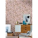 Caselio|Skandinavische Tapete mit rosa Blumengarten|Blumen