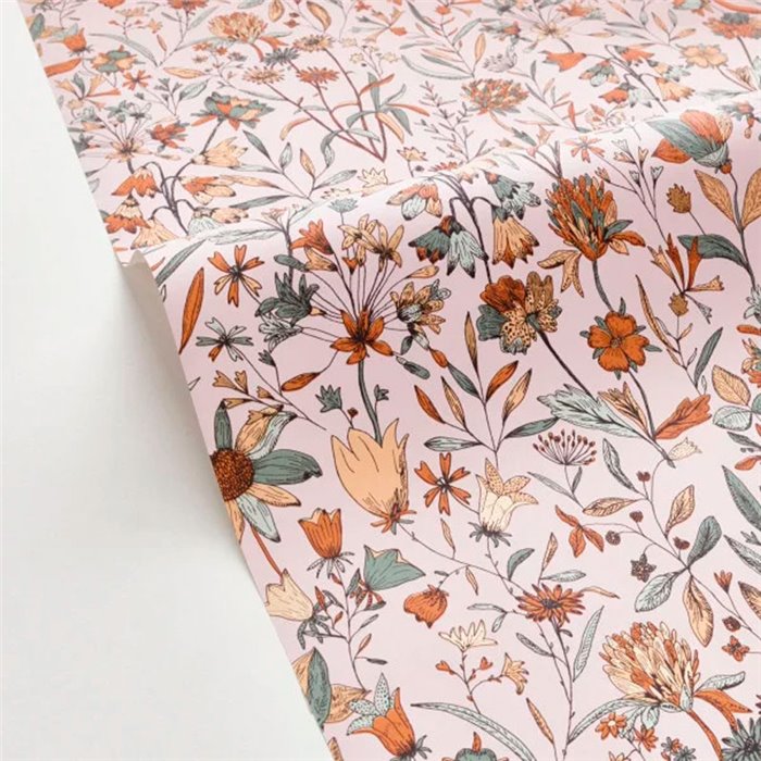 Caselio|Papier peint jardin de fleurs roses style scandinave|Floral