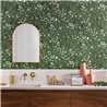 Caselio|Scandinavian style green countryside floral wallpaper|Floral