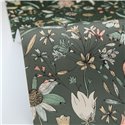 Caselio|Scandinavian style green countryside floral wallpaper|Floral
