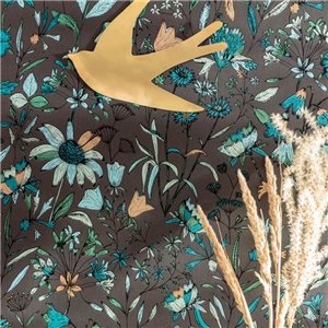 Caselio|Green floral wallpaper with Scandinavian print|Wallpaper 2